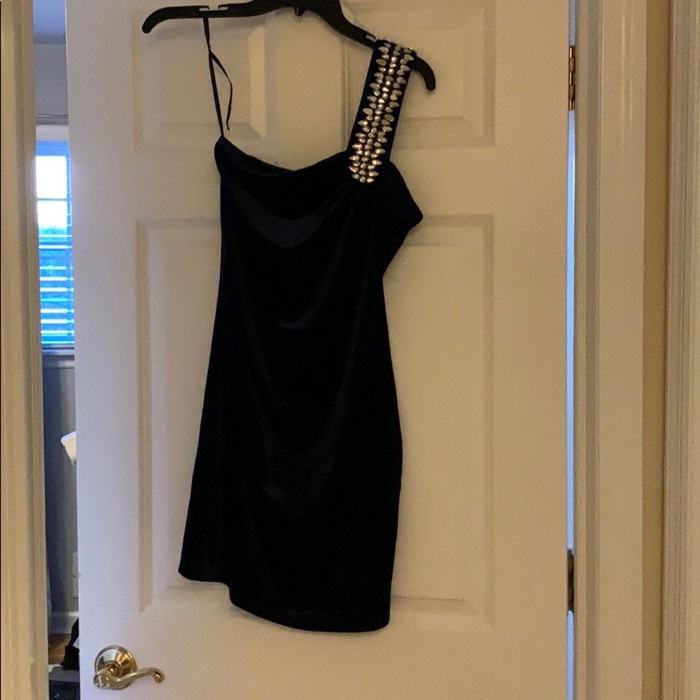 Velour one-strap holiday dress